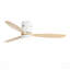Ventilateur de plafond encastré de 52 pouces DC 3 ventilateur en bois massif Pales Moteur à télécommande réversible avec lumière