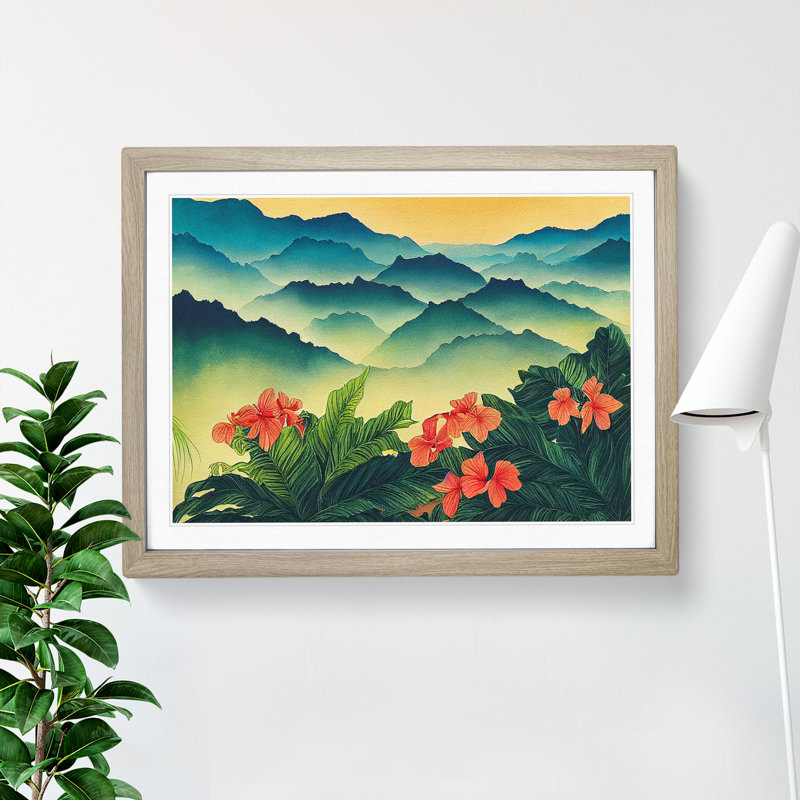 Amazing Mountains - Framed Print, 25cm H x 34cm W x 2cm D, Oak Framed