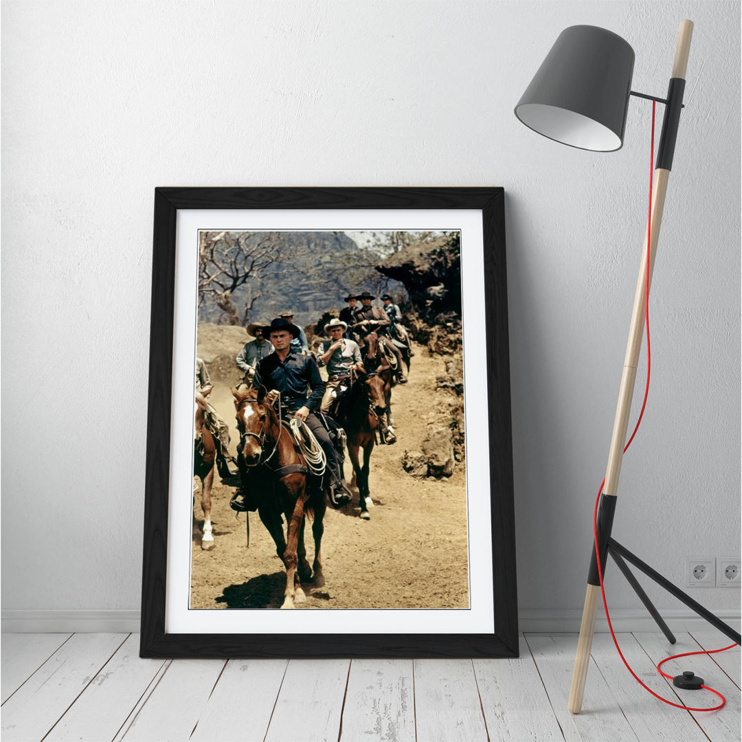 Magnificent Seven  Brown Blue Framed Wall Art Picture Print