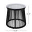 Black Iron Side Table With Tempered Glass And Alluring Rope Weave, 15.5"X15.5"X16.5", Outdoor Use Weave Top, Frame
