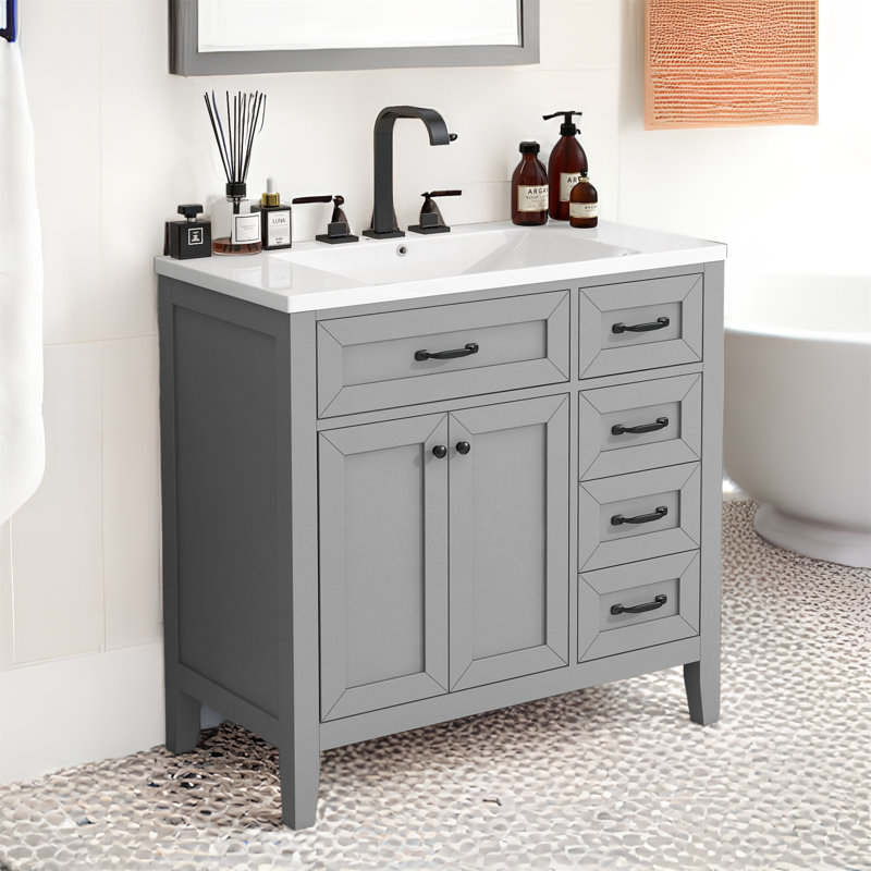 Meuble-lavabo simple 36 po avec comptoir en céramique Passarelli
