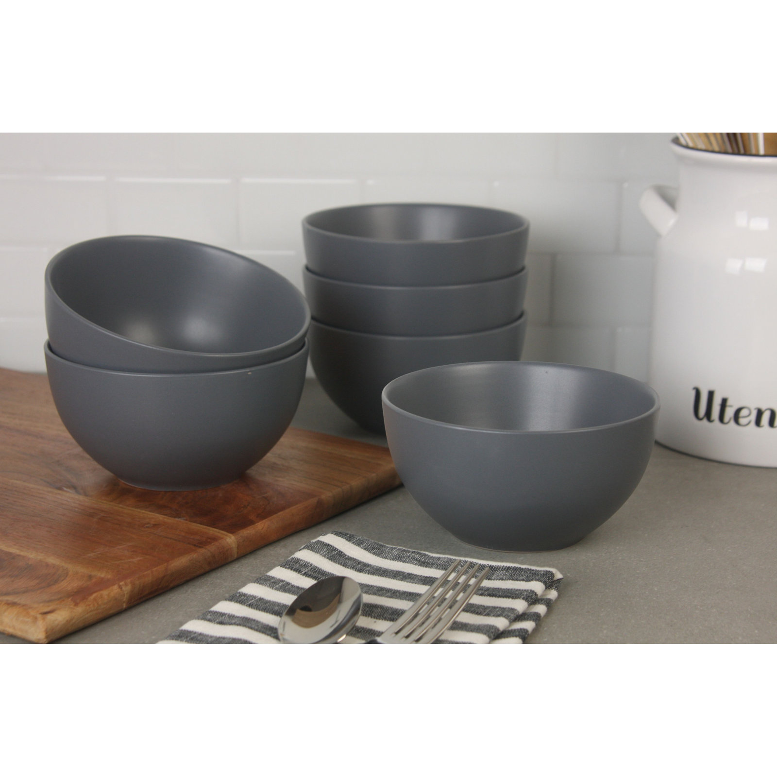 Wazee Matte 16 oz. Cereal Bowl, Gray