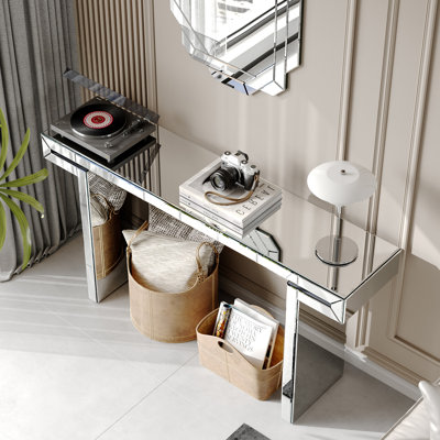 Console à miroir pleine grandeur de 60 pouces avec verre trempé cannelé