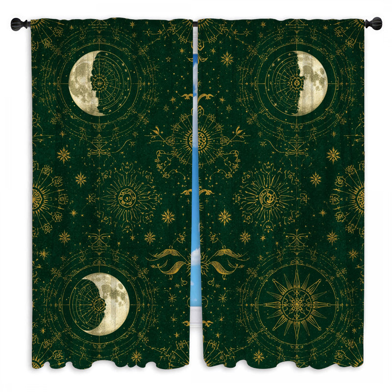 Rideaux célestes en forme de lune céleste astrologie, 40in x 61in - 2 panels, Obscurcissement de chambre