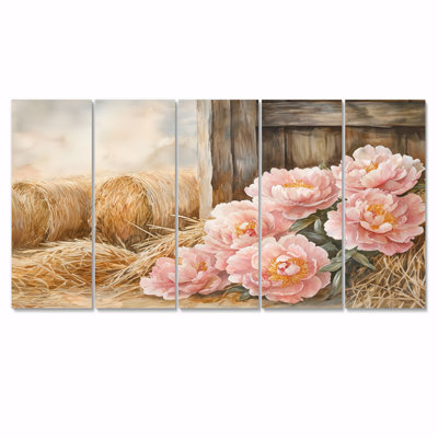 Fermes de pivoines dans la ferme Hayloft III - Art mural - Ensemble de décorations murales