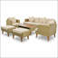 Ensemble de canapé en osier PE 6 pièces, canapé d'extérieur en rotin avec coussins doubles, pieds de table en bois-1415884308
