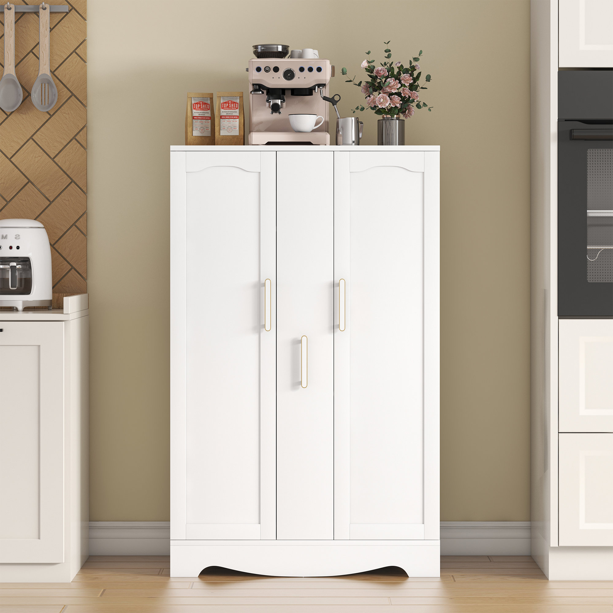 Sauder HomePlus 2-Door Kitchen Pantry Cabinet in Soft White, 1