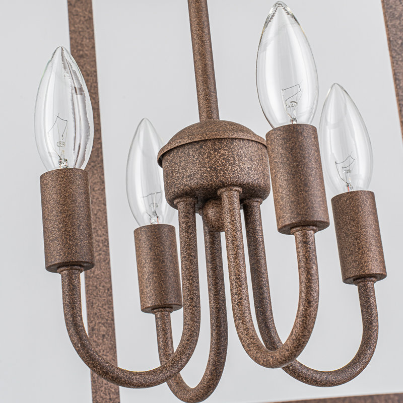 Lustre tambour en fer à intensité variable 4 lumières Qudarius, Antique Bronze, No Glass