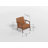 Cranbury 27.5" Mid-Century Modern Square Arms Accent Chair - Easy-Care Faux Leather Upholstery, Durable Solid Rubberwood Frame