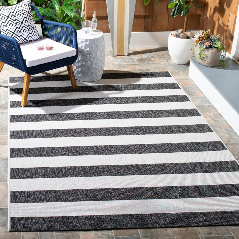 Areebah Performance Striped Indoor/Outdoor Area Rug, Rectangle 8' x 10'