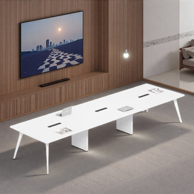 Nouvelle table longue de conférence blanche moderne