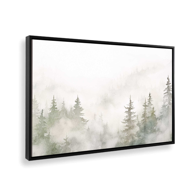 «Misty Forest Scene», reproduction sur toile, H 8,75 po x l 12,75 po x P 1,75 po, Cadre noir, 1