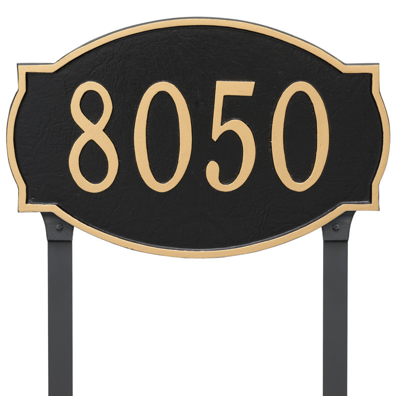 Cambridge 1-Line Lawn Address Sign, Black/Gold