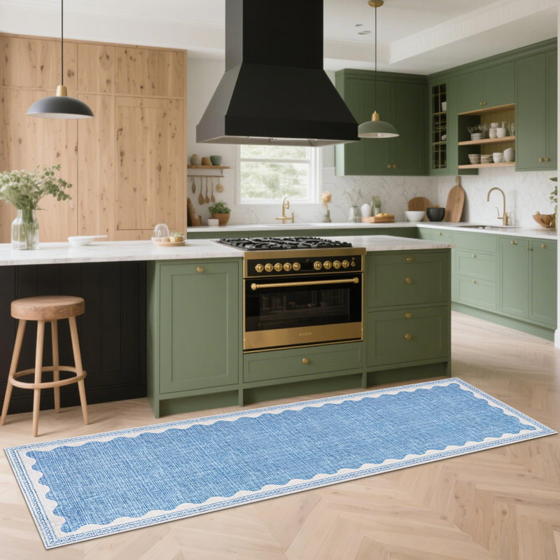 Tapis moderne à bordure moderne Tapis festonné contemporain Tapis lavable Tapis antidérapant Tapis décoratif minimaliste pour la décoration intérieure