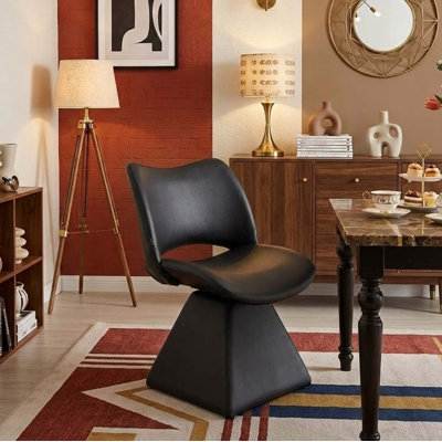 Chaise de salle à manger pivotante en similicuir moderne avec dossier haut rembourré pour la salle à manger et l'espace de meuble-lavabo