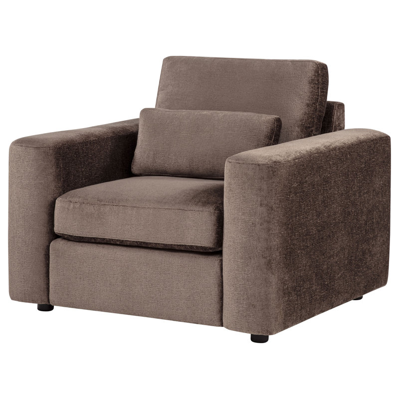 Fauteuil d'appoint rembourré en chenille Seguin brun, Brun