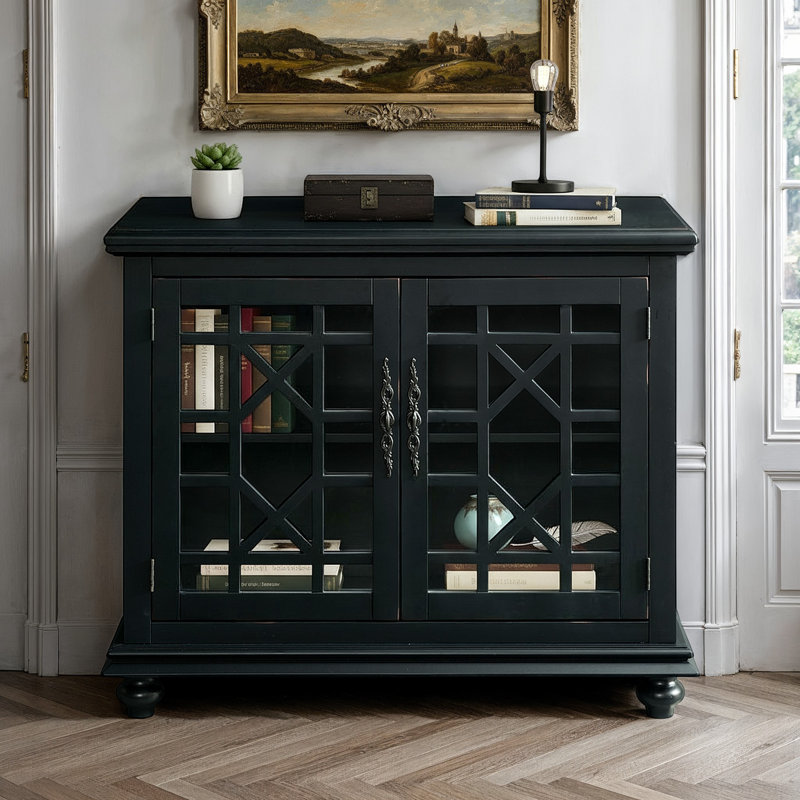 Ahmara 2 - Door Accent Cabinet, Antique Black