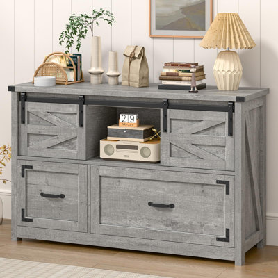 Lateral File Cabinets 2 Drawer With Sliding Barn Doors