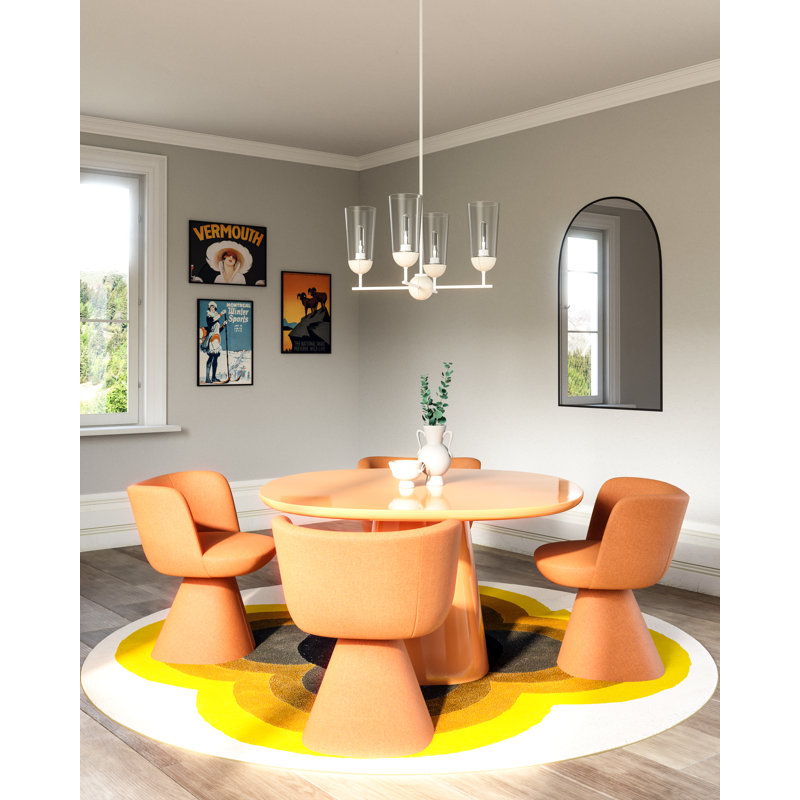 Lustre sphérique spoutnik à 4 lumières Harstad, Blanc / chêne blanc