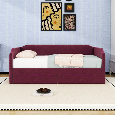 Twin Upholstered Daybed with 2 Drawers