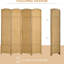 Paravent 4 panneaux d'une hauteur de 5,6 pi pour le bureau à domicile. Thème en bois naturel avec motif tissé à la main. Cloison polyvalente. Structure fabriquée et sangles en polypropylène. Léger et pliable. Aucun assemblage requis