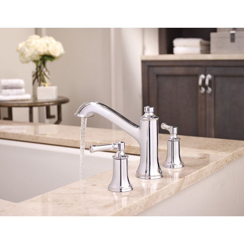 Moen Dartmoor Double Handle Deck Mounted Roman Tub Faucet Trim Kit, Valve Required, Chrome
