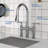Bridge Pull Down Kitchen Faucet, 2 Handle 3 hole Widespread Kitchen Sink Faucet-121147066