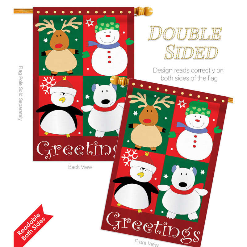 Double Sided 40'' H x 28'' W Polyester Christmas House Flag