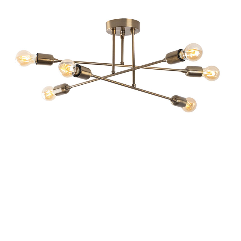 Vintage Industrial Chandelier, Metal Body, 26.0 x 26.0 x 10.6 inches | 6 x E27 Sockets (Max 40W) | Elegant Modern Design with Solid Color Finish | Perfect for Dining Room & Living Spaces, IP20 Rated