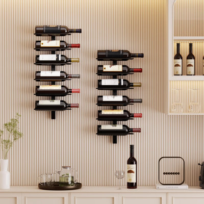 Wine Rack And Holder Wall Mounted 12 Bottles, Metal Hanging Mount Racks For Wall, Liquor, Champagne For Bottles Storage Home Bar, Cellar And Kitchen,