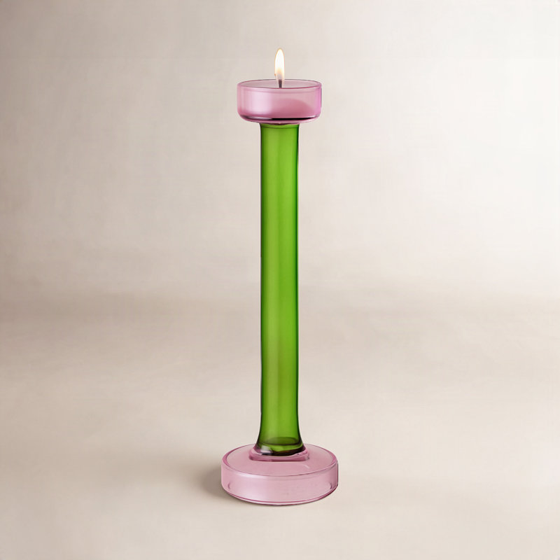 Porte-bougie en verre Montana vert lg, H 13,25 po x l 3 po x P 3 po, Vert