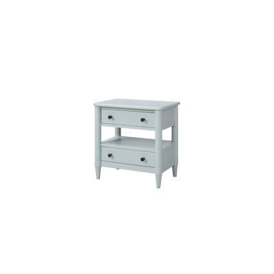 Ocean Finish Open Nightstand - 2 Drawers With Felt Lined Top Drawer And Bottom Coloured Compartments &