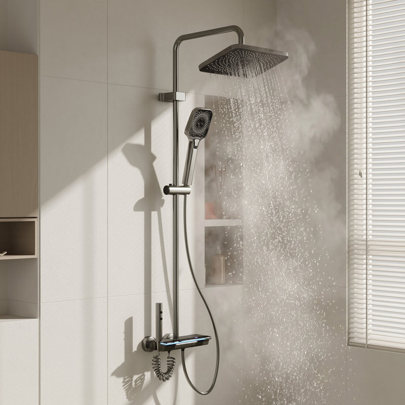 Système de douche à hauteur réglable 4-en-1 avec affichage DEL de la température