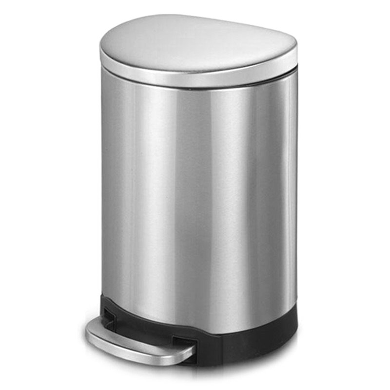 Brushed Stainless Steel Semi-Round Step-On Trash Can