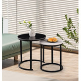 Marble Nesting Coffee Tables for Living Room | Real Sintered Stone Slab | 2 Piece Table Set