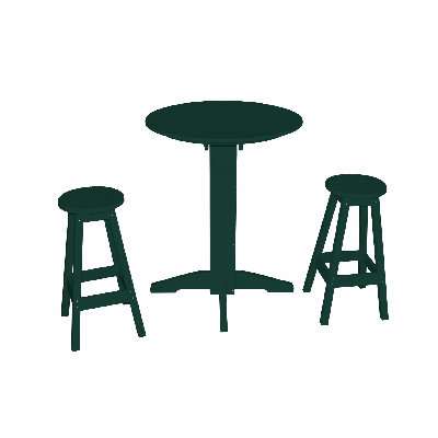  Poly Composite Sierra 3-Piece Bar Set with Round Table, Turf Green