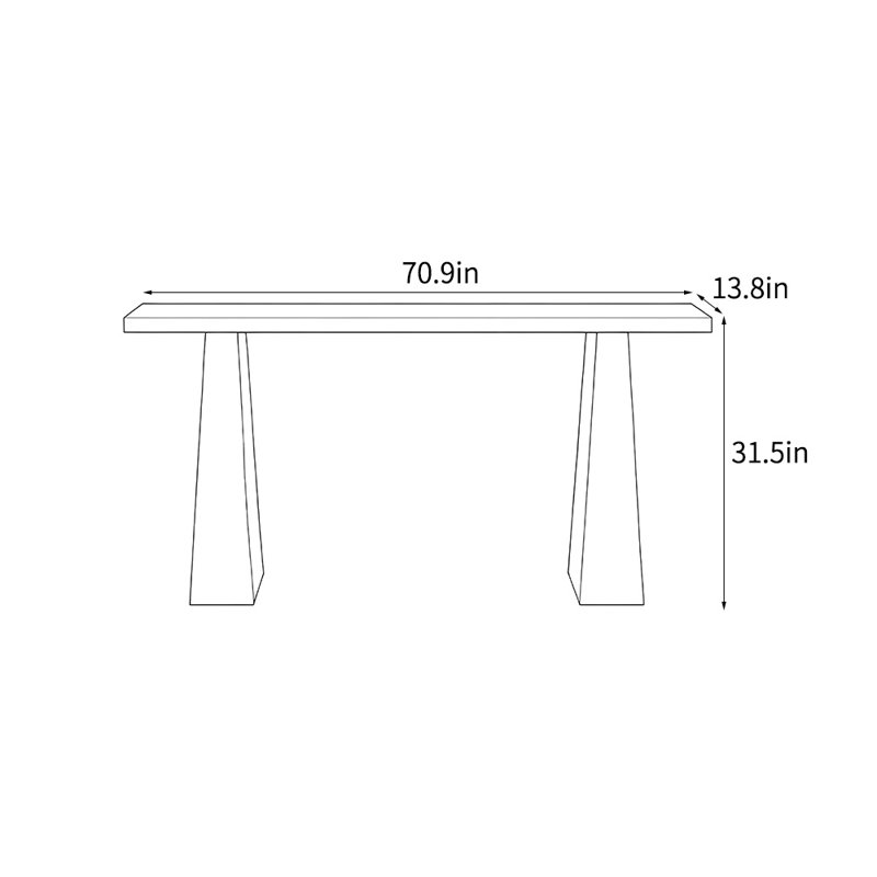 Console simple de style rétro, H 31,5 po x l 70,9 po x P 13,8 po, Brun