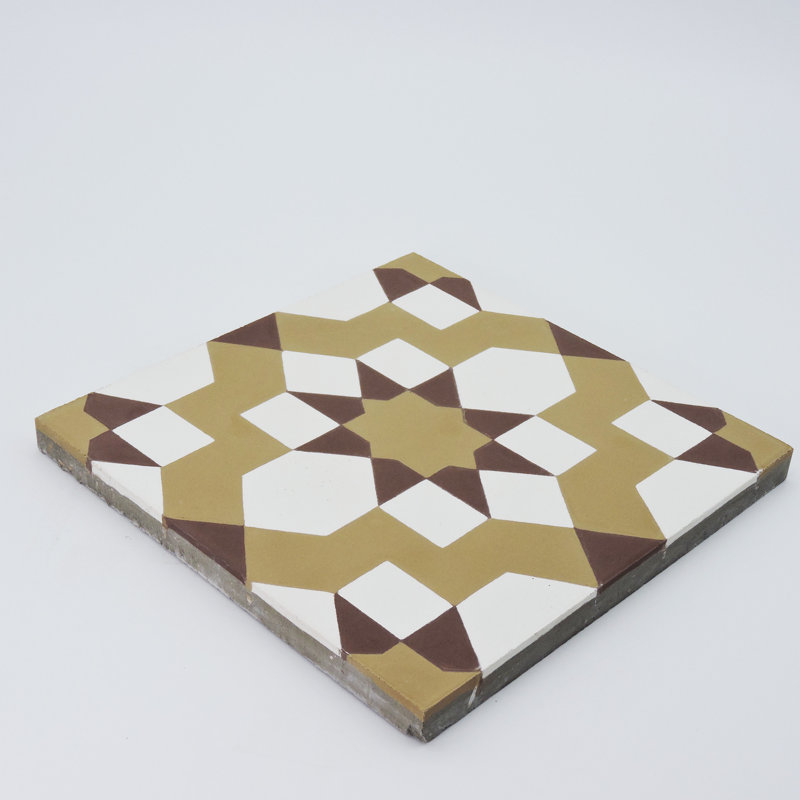 Affos 8" x 8" Cement Patterned Wall & Floor Tile, Dark/Light Brown