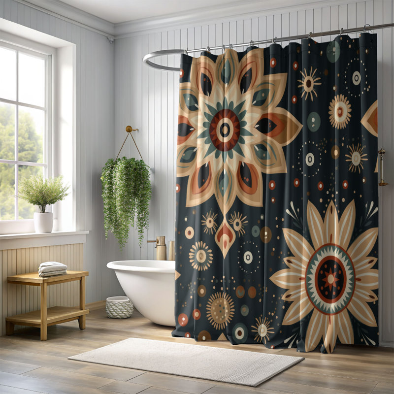 Boho Elements - Rideau de douche Premium, H 74 po x l 71 po