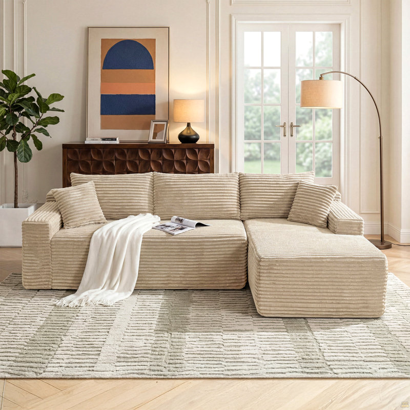 Canapé modulaire 94,5 po Cloud, 29.5" H x 94.5" W x 60.2" D, Camel Corduroy