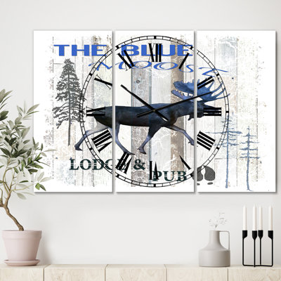 The Blue Moose - Oversized Cottage 3 Panels Wall Clock