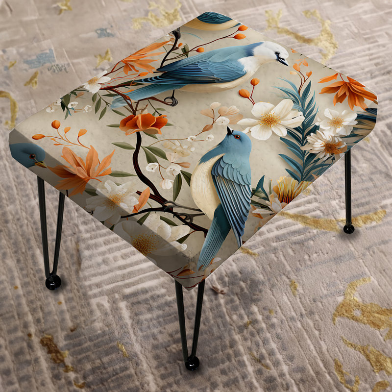 Birds On Branch Collage - Repose-pieds rectangulaire floral