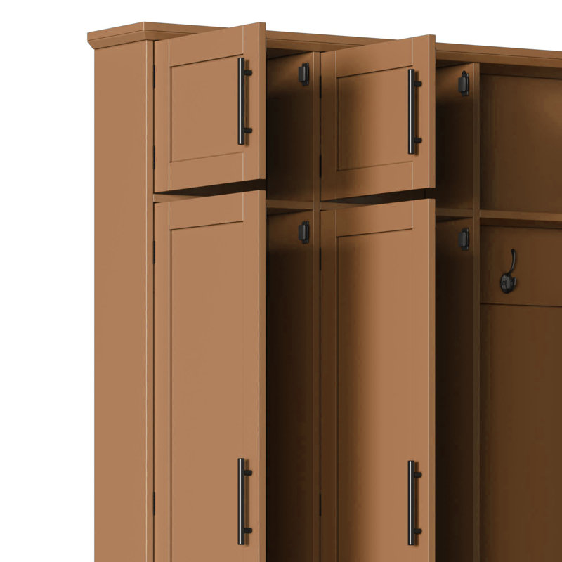 Modern Hall Tree With 4 Hidden Hooks, Brown