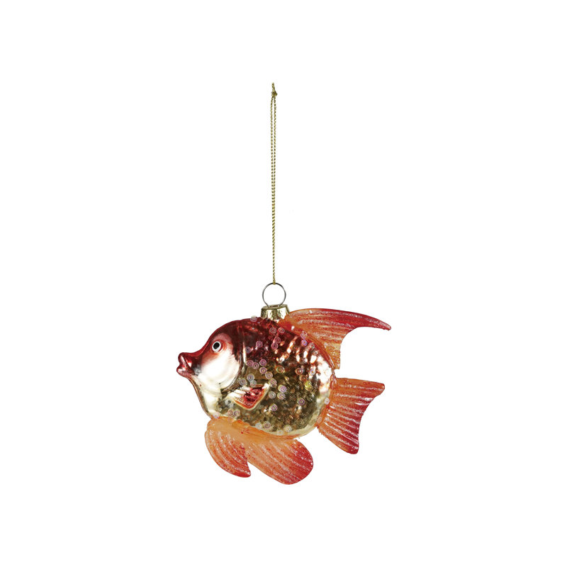 Multicolore ornement poisson en verre scintillant avec des accents de mica