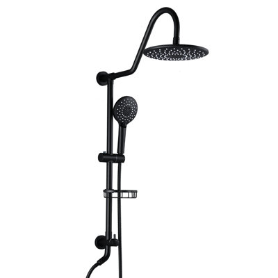 Grande pomme de douche à pluie 10 po avec douchette coulissante noire matte