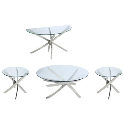 Madison Round Cocktail Table With 2 End Table And Demilune Sofa Table