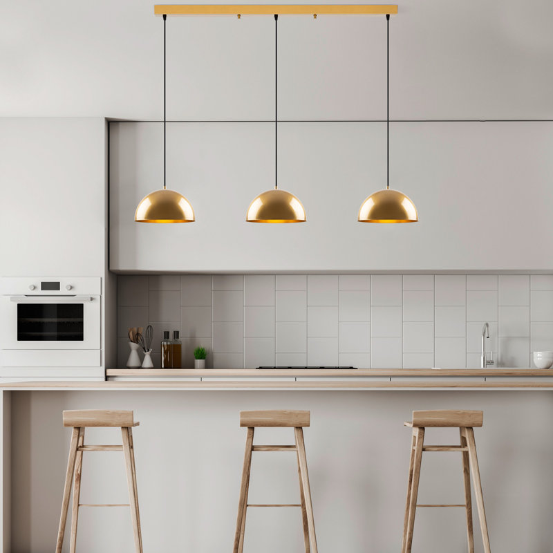 Elegant Adjustable Gold Chandelier, Metal Body, 55.1 x 11.8 x 43.7 inches | Base Plate: 47.2 x 0.2 x 0.2 inches | 3 x E27 Socket (Max 40W) | Perfect for Dining Room & Living Space, Modern Design, Bulb Not Included