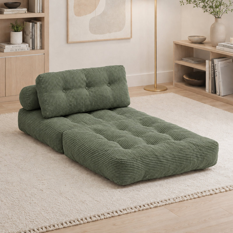 Canapé-lit pliant confortable en tissu avec cordon et matelas escamotable pour le salon de la chambre à coucher