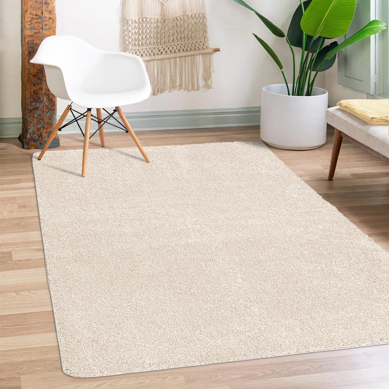 Modern Shaggy Rug Soft Fluffy Beige Carpet Non Slip Large Small Area Rug For Living Room Bedroom Hallway Floor Mat