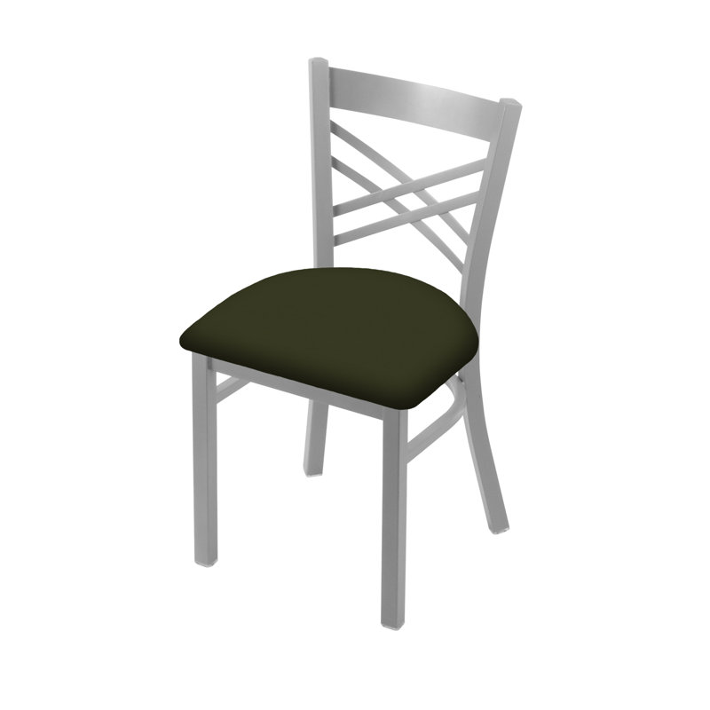 Catalina 18'' H Upholstered Metal Side Chair, Anodized Nickel, Vinyl-Canter Pine